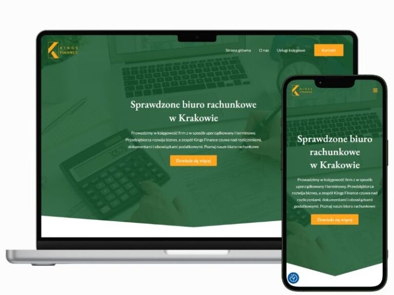 Strona interentowa biura rachunkowego Kings Finance wykonana przez Dobre Strony